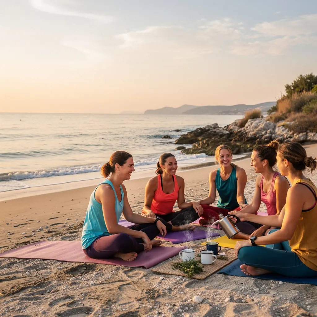 Svježe ubrani začini i bilje oko šalice čaja
