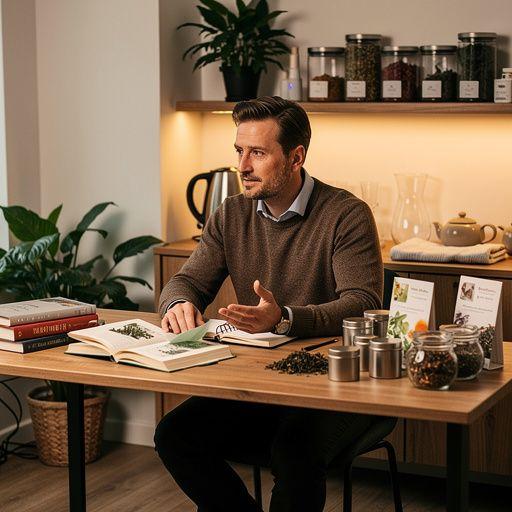 Raznobojne šalice čaja postavljene na stolu s prirodnim osvjetljenjem.